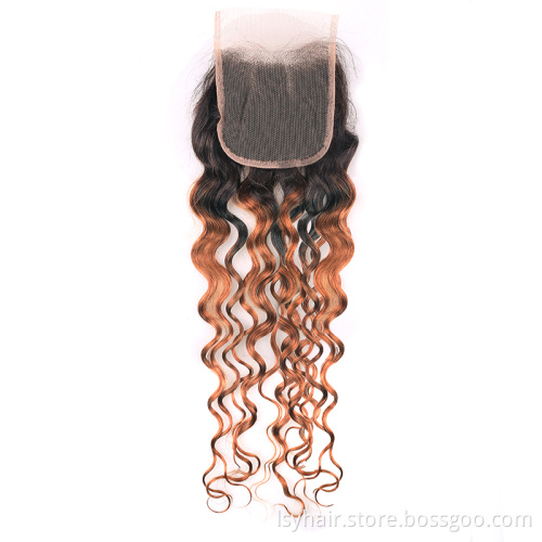 T1B/30  Italian Water Wave Curly Human Hair Sew In Extensions With Closure, Brazilian Hair Piece Product In China For Sale